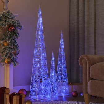 Lichtkegelset decoratief LED 60/90/120 cm acryl blauw 1