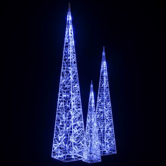 Lichtkegelset decoratief LED 60/90/120 cm acryl blauw 4