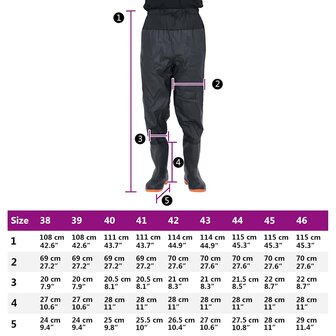 Waadpak met laarzen maat 43 zwart 7