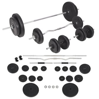 Trainingsbank met gewichtenrek en halterset 90 kg 6