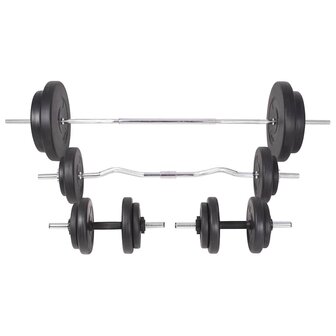 Trainingsbank met gewichtenrek en halterset 90 kg 7