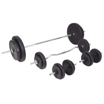 Trainingsbank met gewichtenrek en halterset 90 kg 8