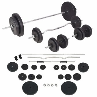 Trainingsbank met gewichtenrek en halterset 90 kg 8