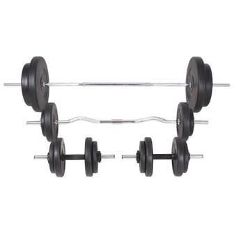 Trainingsbank met gewichtenrek en halterset 90 kg 9
