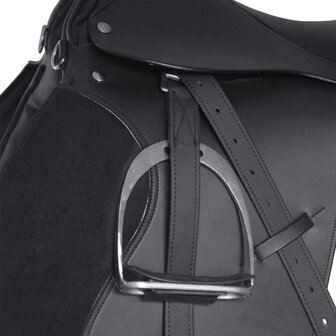 Echt lederen paardrijzadel 17,5&amp;quot; 18 cm (5-in-1 set, zwart) 8