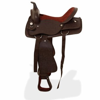 Western zadel, hoofdstel en borstriem 17&amp;quot; echt leer bruin 4