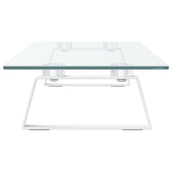 Monitorstandaard 80x20x8 cm gehard glas en metaal wit 5