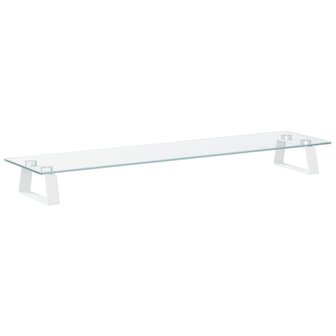 Monitorstandaard 80x20x8 cm gehard glas en metaal wit 6