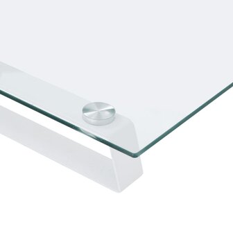 Monitorstandaard 80x20x8 cm gehard glas en metaal wit 7