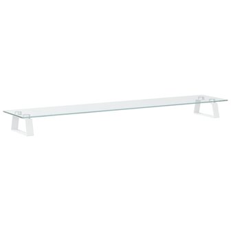 Monitorstandaard 100x20x8 cm gehard glas en metaal wit 2