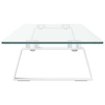 Monitorstandaard 100x20x8 cm gehard glas en metaal wit 5