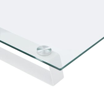 Monitorstandaard 100x20x8 cm gehard glas en metaal wit 7