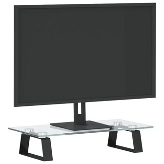 Monitorstandaard 40x20x8 cm gehard glas en metaal zwart 3
