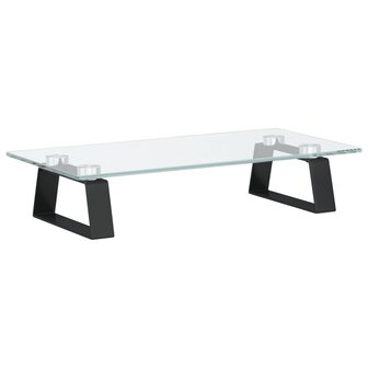 Monitorstandaard 40x20x8 cm gehard glas en metaal zwart 6