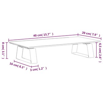 Monitorstandaard 40x20x8 cm gehard glas en metaal zwart 8