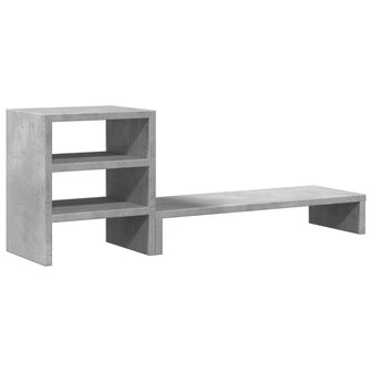 Monitorstandaard met bureau-organizer bewerkt hout betongrijs 2