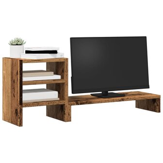 Monitorstandaard met bureau-organizer hout oud houtkleurig 3
