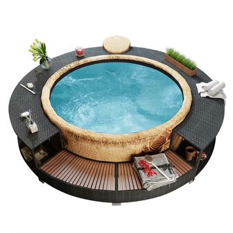 Hottub-ombouw poly rattan zwart 4