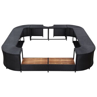 Spa-ombouw vierkant 268x268x55 cm poly rattan zwart 3