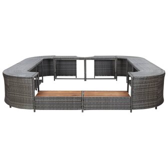 Spa-ombouw vierkant 268x268x55 cm poly rattan grijs 2