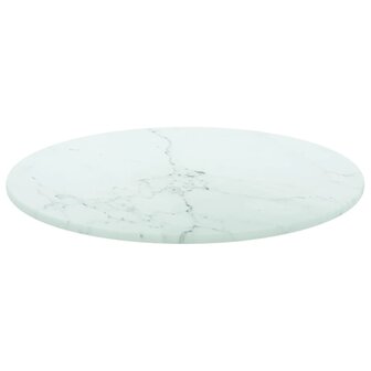 Tafelblad &amp;Oslash;30x0,8 cm gehard glas met marmerontwerp wit 2