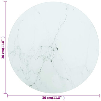 Tafelblad &amp;Oslash;30x0,8 cm gehard glas met marmerontwerp wit 4