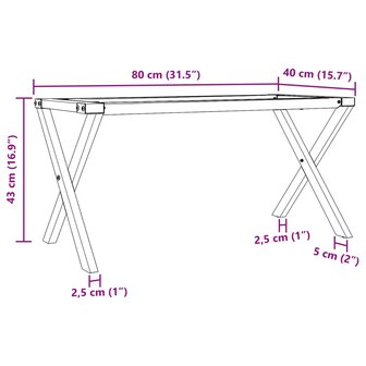 Salontafelpoten X-frame 80x40x43 cm staal 9
