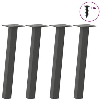 Salontafelpoten 4 st 30 cm staal antraciet 1