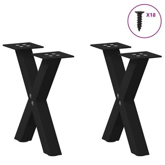 Salontafelpoten 2 st X-vormig 37x(30-31) cm staal zwart 3