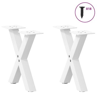 Salontafelpoten 2 st X-vormig 37x(30-31) cm staal wit 3