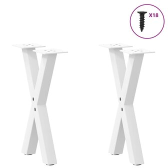 Salontafelpoten 2 st X-vormig 28x(42-43) cm staal wit 3