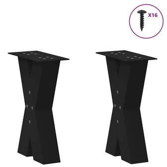 Salontafelpoten 2 st X-vormig 38x(42-43) cm staal zwart 3