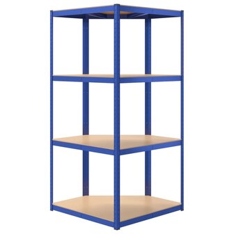 Hoekrek 4-laags staal en bewerkt hout blauw 6