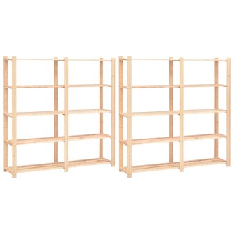 Opbergrekken 5-laags 2 st 170x38x170 cm grenenhout 500 kg 1