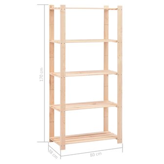 Opbergrekken 5-laags 10 st 80x38x170 cm grenenhout 250 kg 8