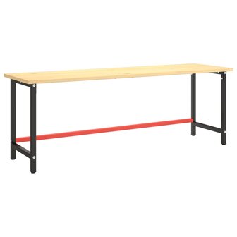 Werkbankframe 220x57x79 cm metaal matzwart en matrood 2