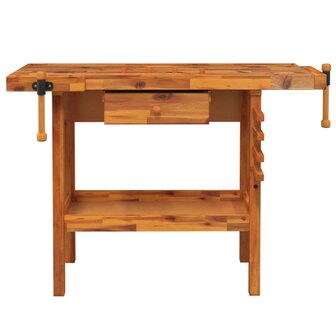 Werkbank met lade en bankschroeven 124x52x83 cm massief acaciahout 4