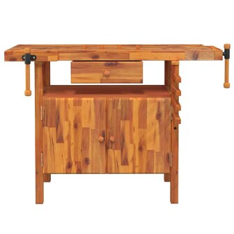 Werkbank met lade en bankschroeven 124x52x83 cm massief acaciahout 4