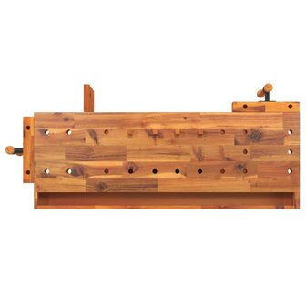 Werkbank met lade en bankschroeven 124x52x83 cm massief acaciahout 7