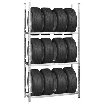 Bandenrek 3-laags 110x40x200 cm staal zilverkleurig 3