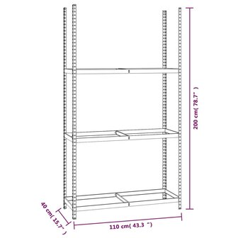 Bandenrek 3-laags 110x40x200 cm staal zilverkleurig 8