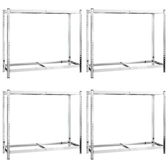 Bandenrekken 2-laags 4 st 110x40x110 cm staal zilverkleurig 2