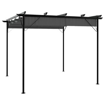 Pergola met uittrekbaar dak 180 g/m&amp;sup2; 3x3 m staal antracietkleur 1