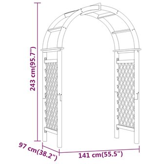 Boog met latwerk 141x97x243 cm ge&amp;iuml;mpregneerd massief grenenhout 6