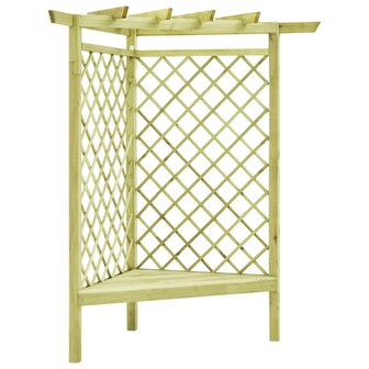 Hoekpergola met zitting 130x130x197 cm ge&amp;iuml;mpregneerd grenenhout 1