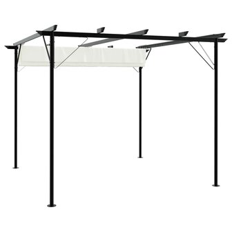 Pergola met uitschuifbaar dak 3x3 m staal cr&amp;eacute;mewit 2