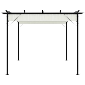 Pergola met uitschuifbaar dak 3x3 m staal cr&amp;eacute;mewit 3