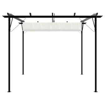 Pergola met uitschuifbaar dak 3x3 m staal cr&amp;eacute;mewit 4