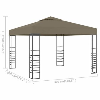 Tuinpaviljoen 180 g/m&amp;sup2; 3x3 m taupe 5