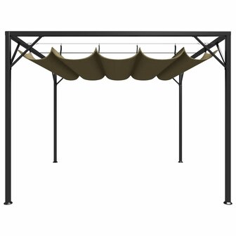 Tuinprieel met uittrekbaar dak 180 g/m&amp;sup2; 3x3 m taupe 2